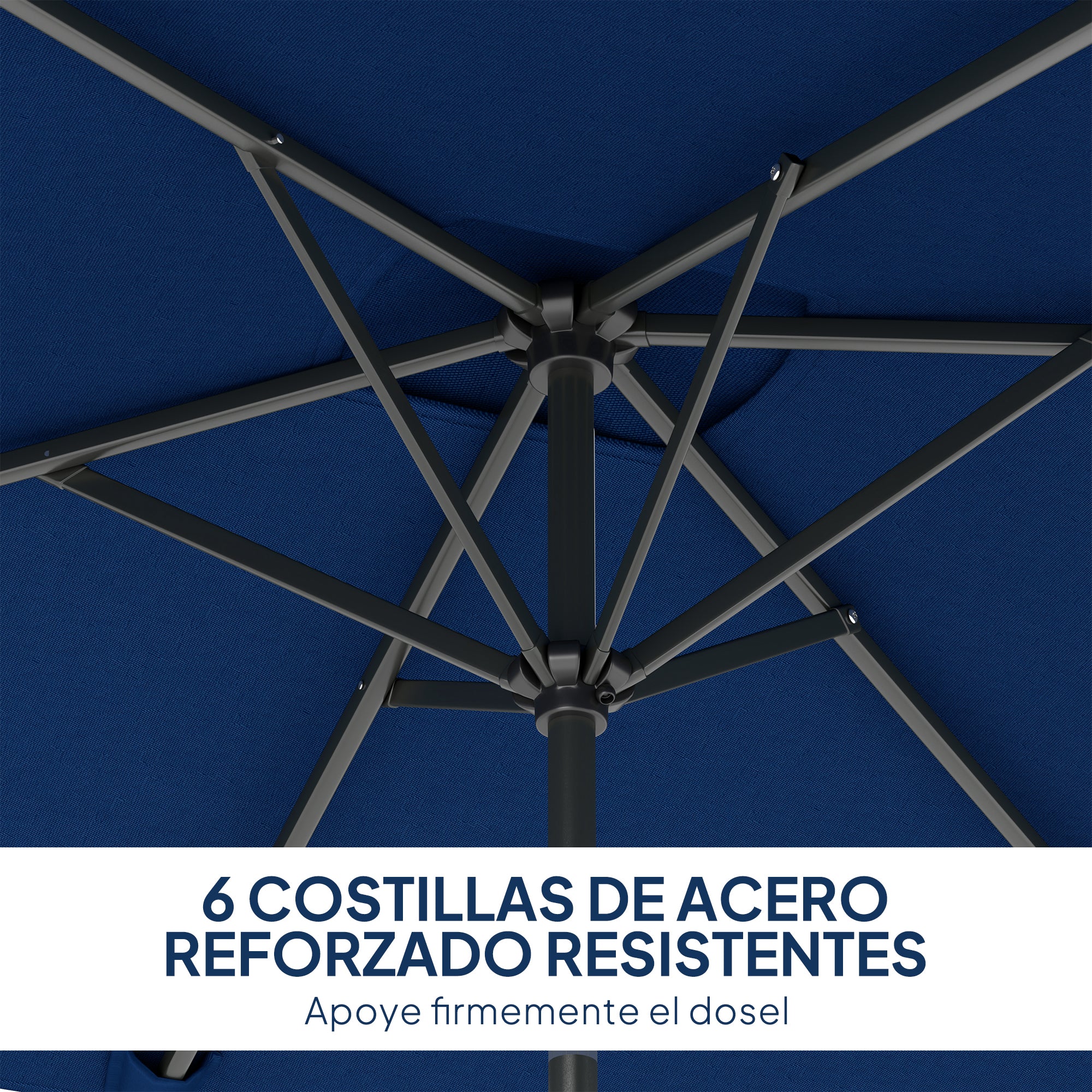 Outsunny Sombrilla de Terraza Exterior, 198x294 cm, Parasol de Terraza Exterior con Ángulo Ajustable, Manivela, Mástil de Aluminio Desmontable y Anti-UV, Sombrilla para Jardín, Patio, Azul Marino