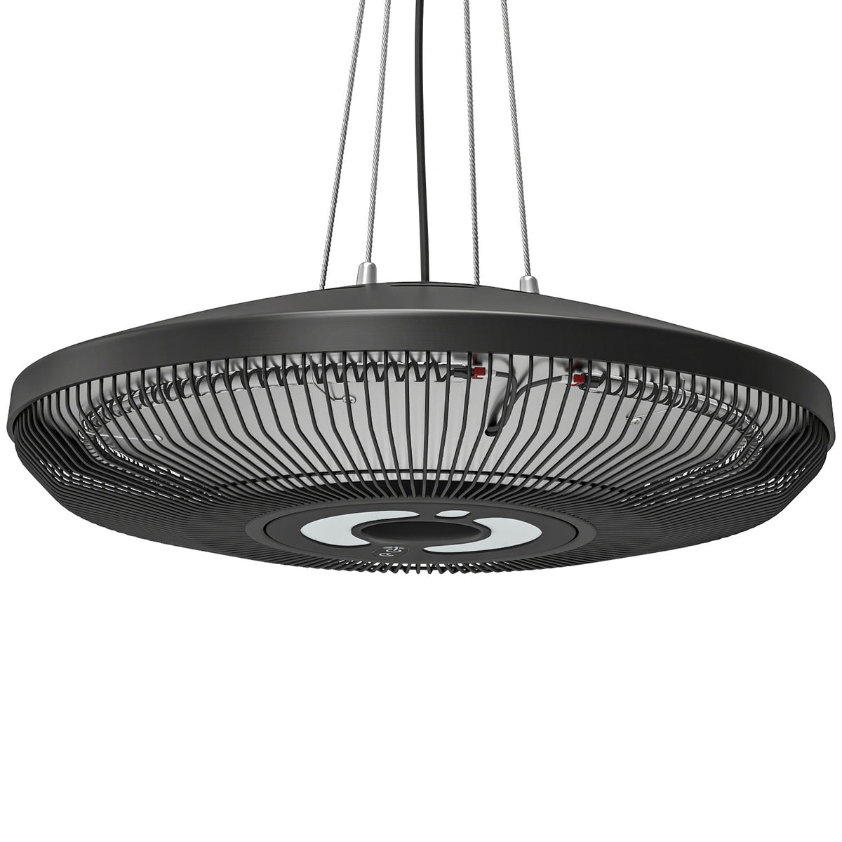 Outsunny Calefactor por Infrarrojos para Terraza Colgante 2000 W con Luz LED, Estufa Exterior Eléctrica con IP65, Control por Táctil/Mando a Distancia, 2 Niveles de Calor, Temporizador 24 h, Negro