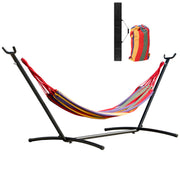 Outsunny Hamaca con Soporte de Acero Hamaca para Jardín Portátil con Altura Ajustable en 6 Niveles y Bolsa de Transporte para Patio Carga 120 kg 200x150 cm Multicolor