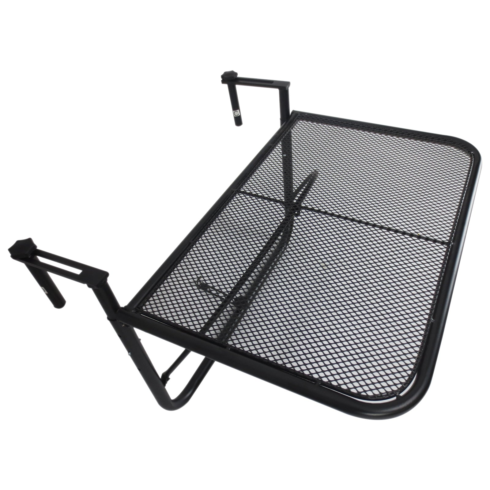 Outsunny Mesa Colgante de Balcón con Brazo Regulable y Altura Ajustable en 3 Posiciones Marco Metálico Carga Máx. 30 kg 60x56,5x45 cm Negro