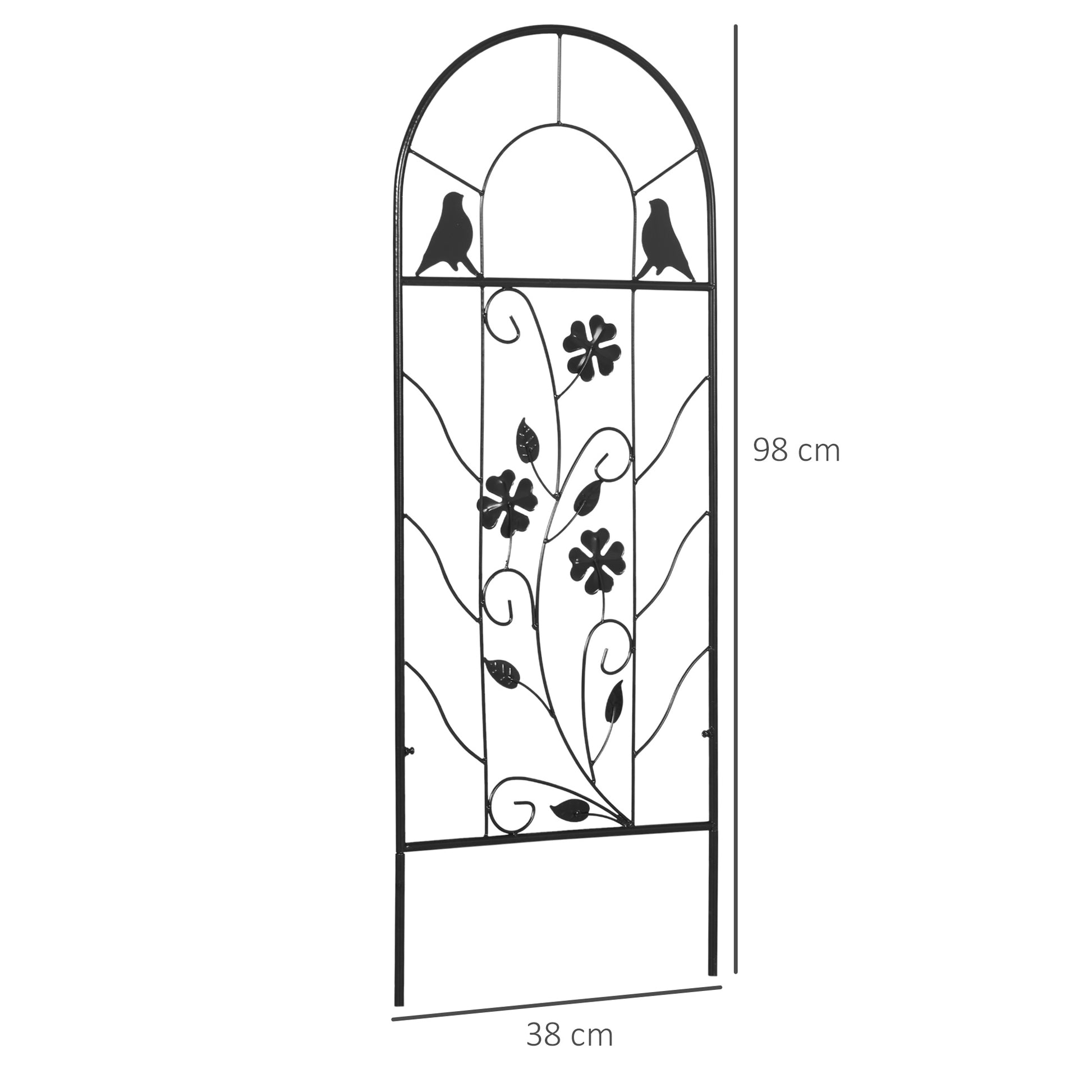 Outsunny Juego de 2 Enrejados de Jardín Soportes para Plantas Trepadoras con Marco Metálico para Frutas Verduras Flores Decoración Exterior Patio Terraza 38x98 cm Negro
