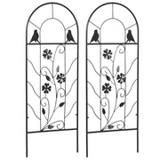 Outsunny Juego de 2 Enrejados de Jardín Soportes para Plantas Trepadoras con Marco Metálico para Frutas Verduras Flores Decoración Exterior Patio Terraza 38x98 cm Negro
