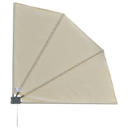 Outsunny Toldo Lateral Plegable de Balcón 120x120 cm en Forma de Abanico Aluminio con Soporte de Pared para Suelo Terraza Patio Beige