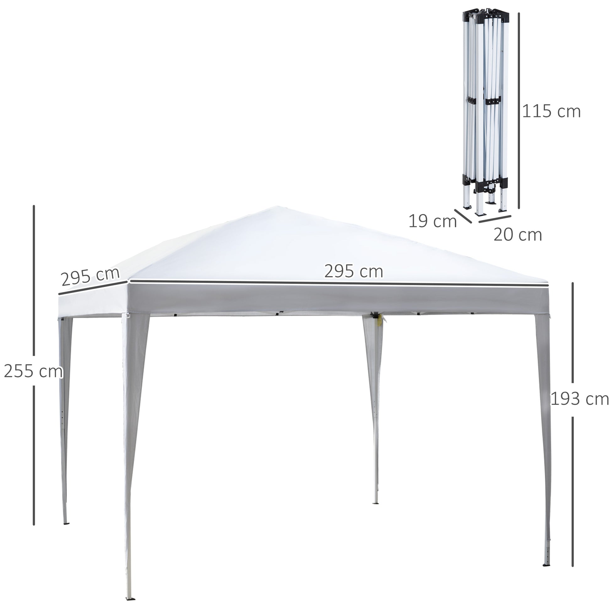 Outsunny Carpa Plegable Gazebo 3x3 m Cenador Plegable con Altura Ajustable en 3 Niveles Toldo Anti-UV y Bolsa de Transporte para Camping Fiestas Blanco