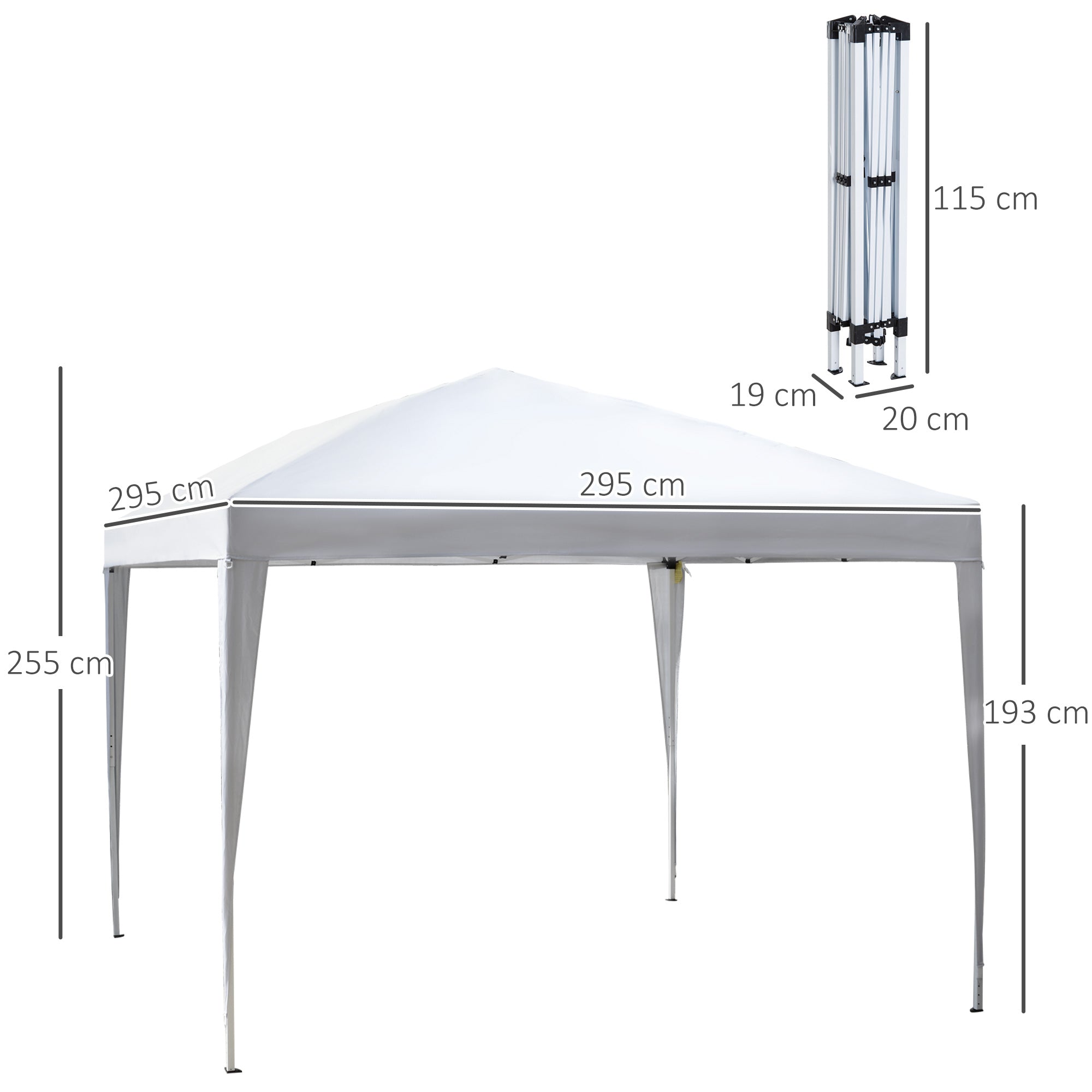 Outsunny Carpa Plegable Gazebo 3x3 m Cenador Plegable con Altura Ajustable en 3 Niveles Toldo Anti-UV y Bolsa de Transporte para Camping Fiestas Blanco