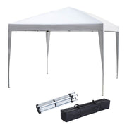 Outsunny Carpa Plegable Gazebo 3x3 m Cenador Plegable con Altura Ajustable en 3 Niveles Toldo Anti-UV y Bolsa de Transporte para Camping Fiestas Blanco