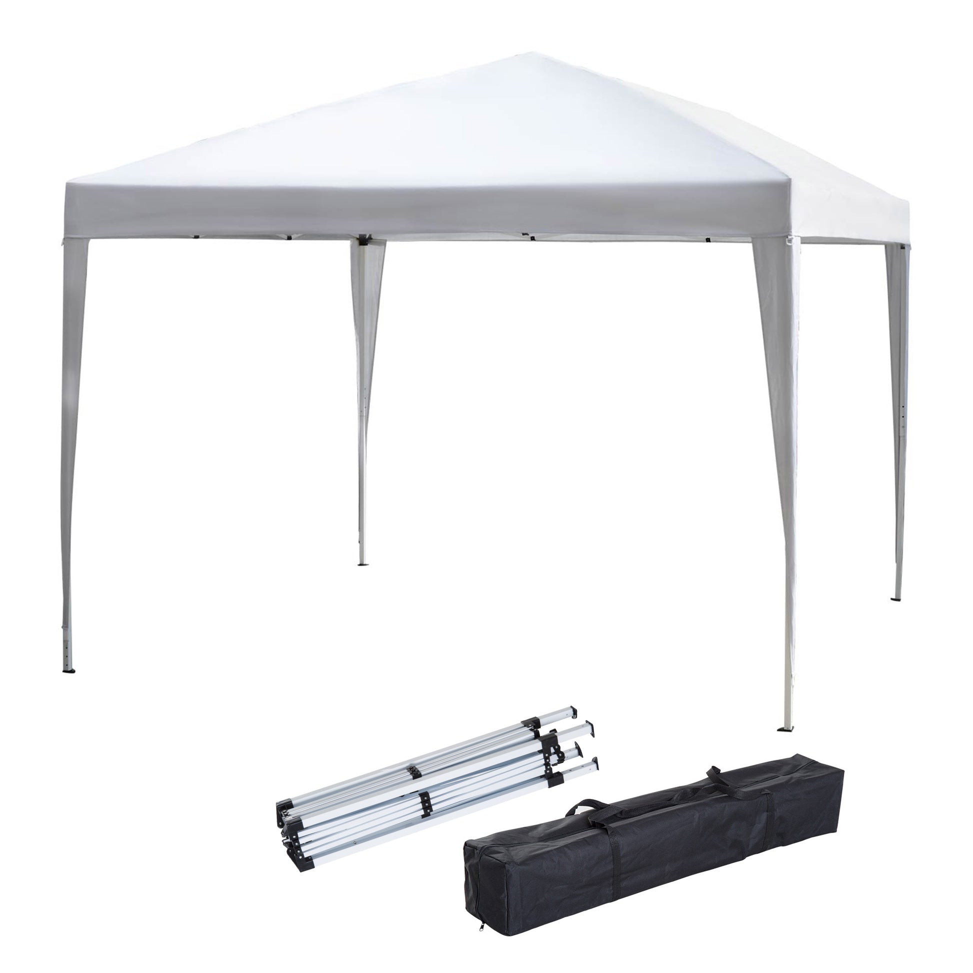 Outsunny Carpa Plegable Gazebo 3x3 m Cenador Plegable con Altura Ajustable en 3 Niveles Toldo Anti-UV y Bolsa de Transporte para Camping Fiestas Blanco