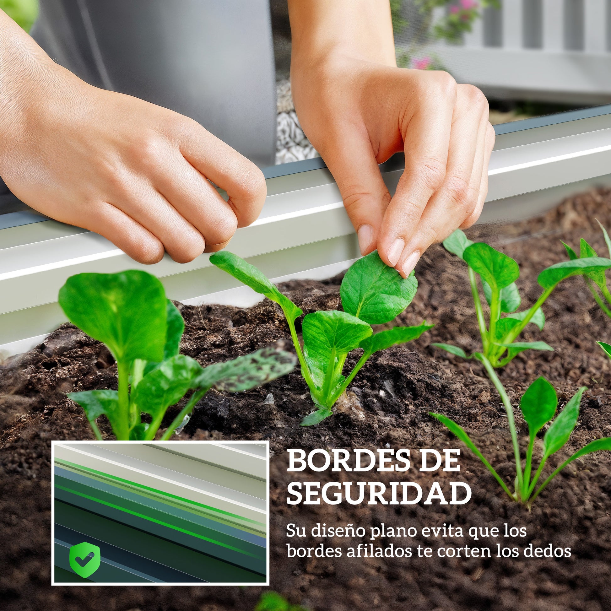 Outsunny Juego de 2 Jardineras Exterior Grandes de Acero Galvanizado, Huertos Urbanos, Maceteros Exterior Elevados para Plantas, Flores, Terraza, Jardín, Resistente a la Intemperie, 110x50x30 cm Verde