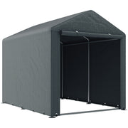 Outsunny Carpa para Herramientas Bicicletas y Motos 1,6x2,2x1,7 m Garaje Portátil con 2 Habitaciones Puerta con Cremallera Impermeable Anti-UV Cochera Portátil para Jardín Gris Oscuro