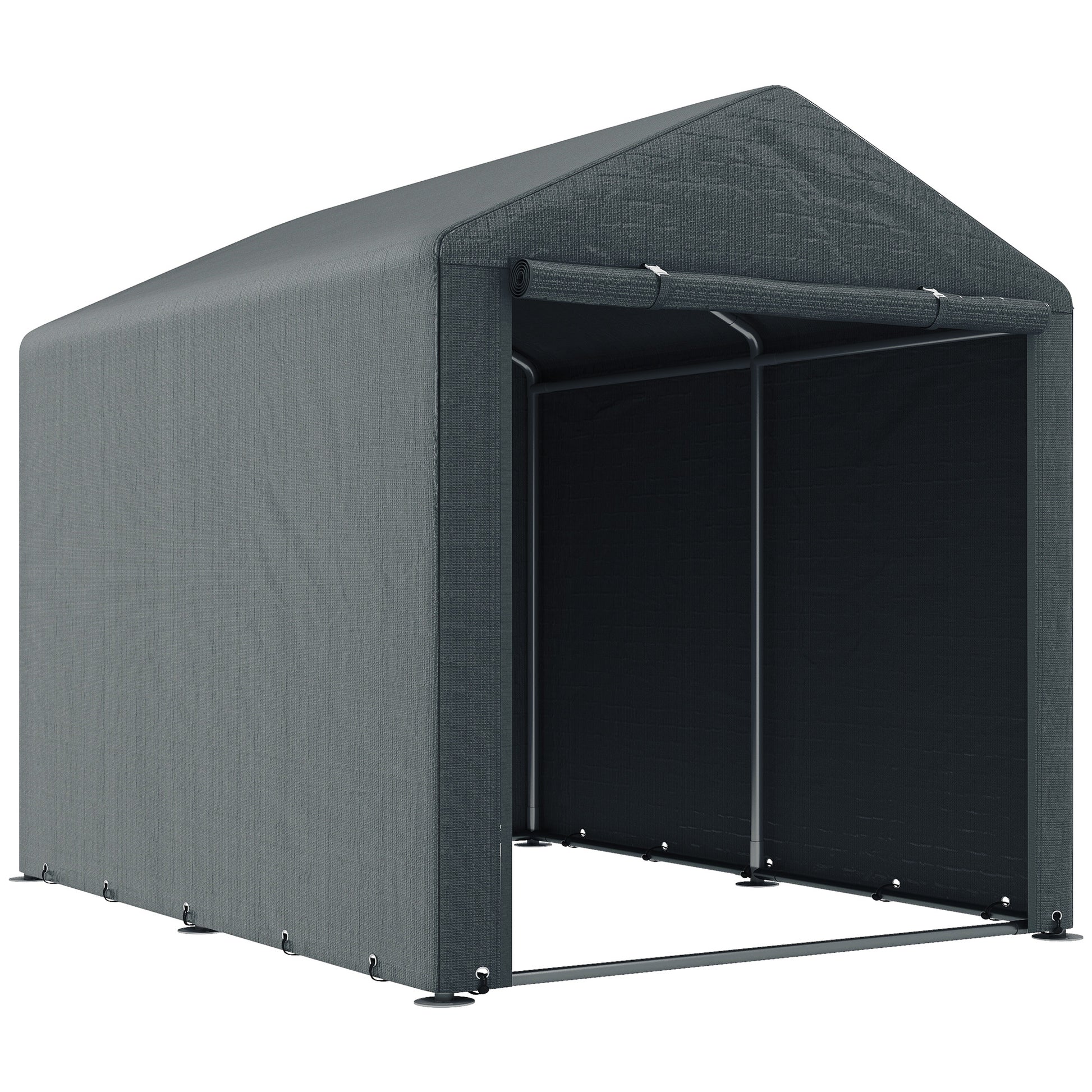 Outsunny Carpa para Herramientas Bicicletas y Motos 1,6x2,2x1,7 m Garaje Portátil con 2 Habitaciones Puerta con Cremallera Impermeable Anti-UV Cochera Portátil para Jardín Gris Oscuro