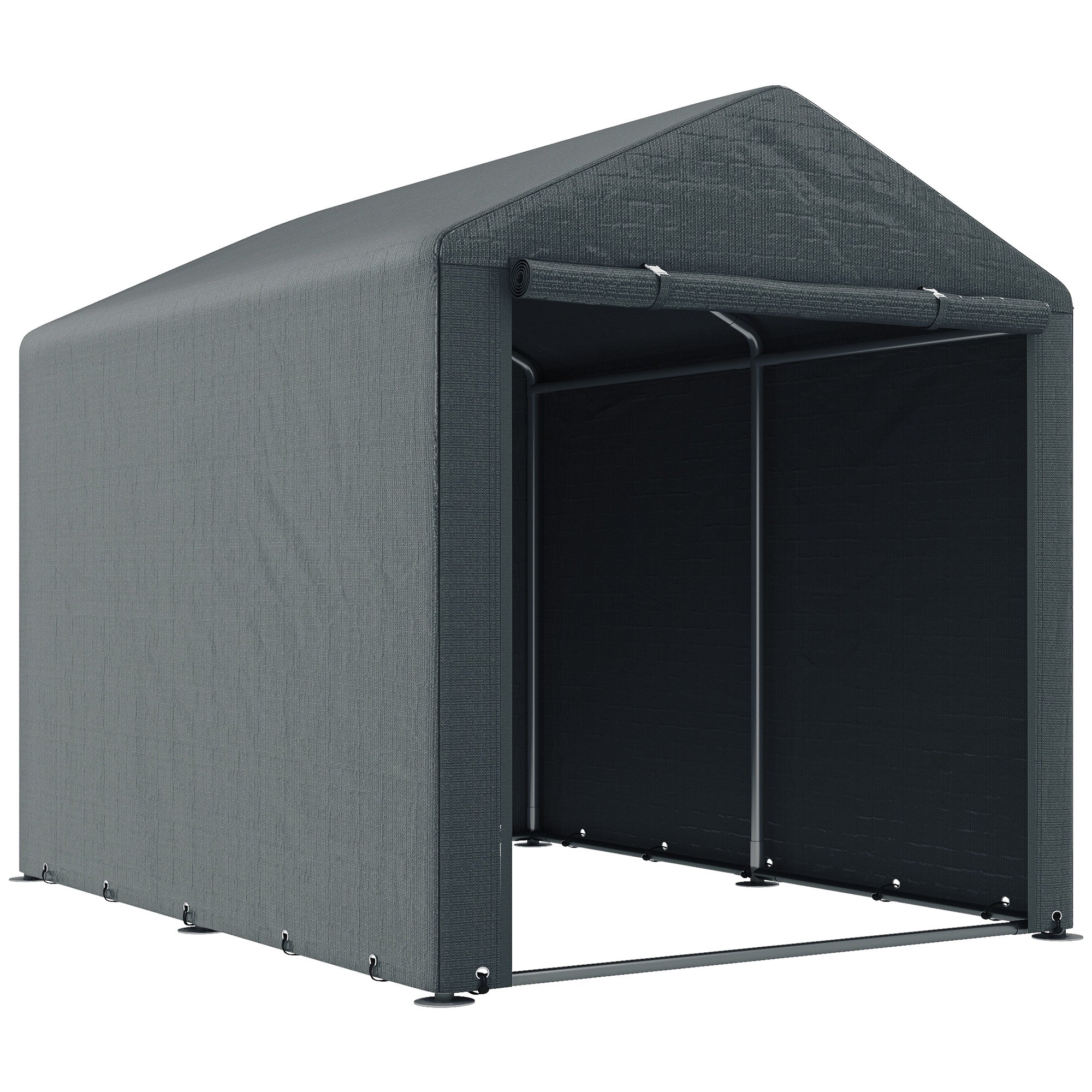 Outsunny Carpa para Herramientas Bicicletas y Motos 1,6x2,2x1,7 m Garaje Portátil con 2 Habitaciones Puerta con Cremallera Impermeable Anti-UV Cochera Portátil para Jardín Gris Oscuro