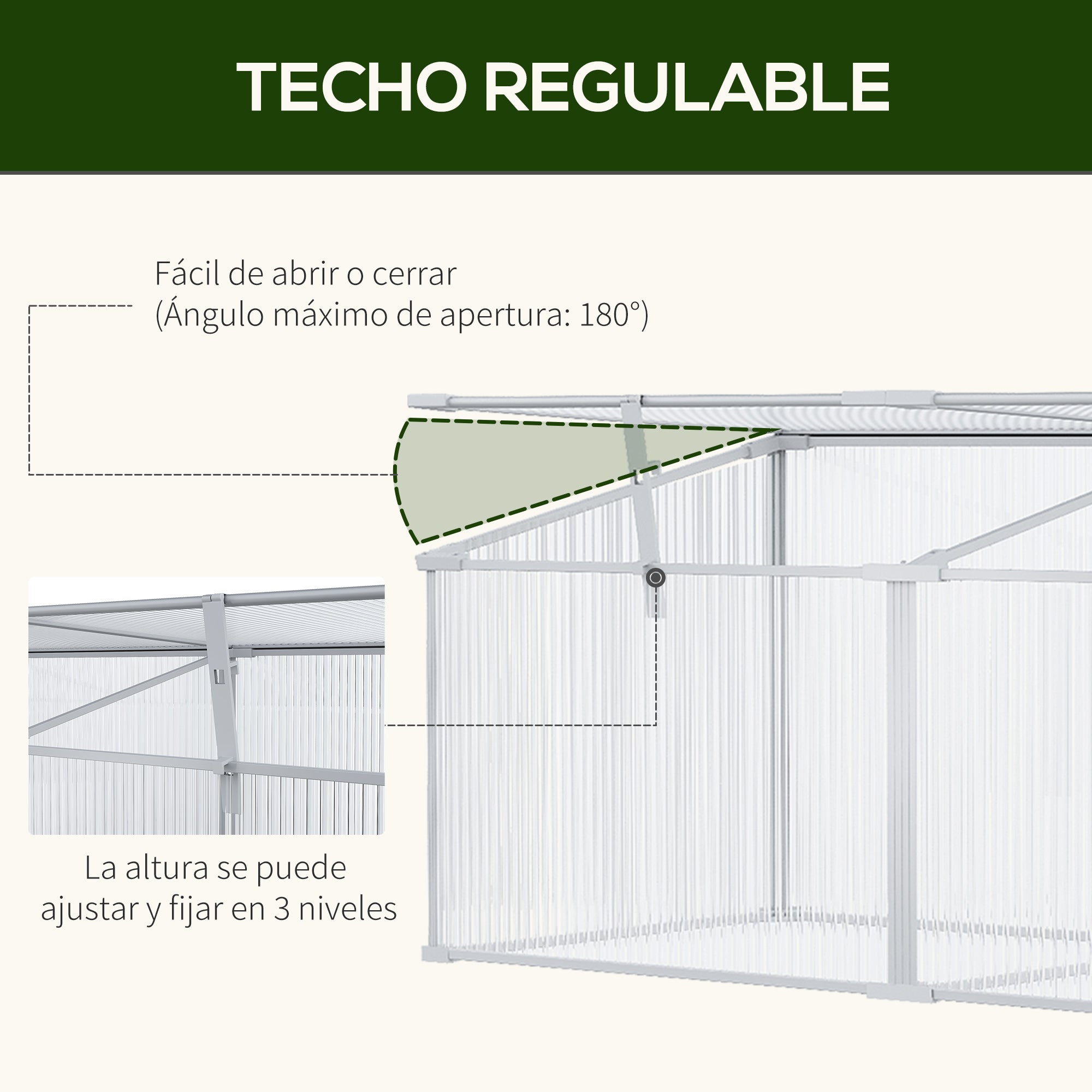 Outsunny Invernadero de Jardín 180x51x51 cm Aluminio Policarbonato Transparente Vivero Casero para Plantas Cultivos Protección UV y Resistente