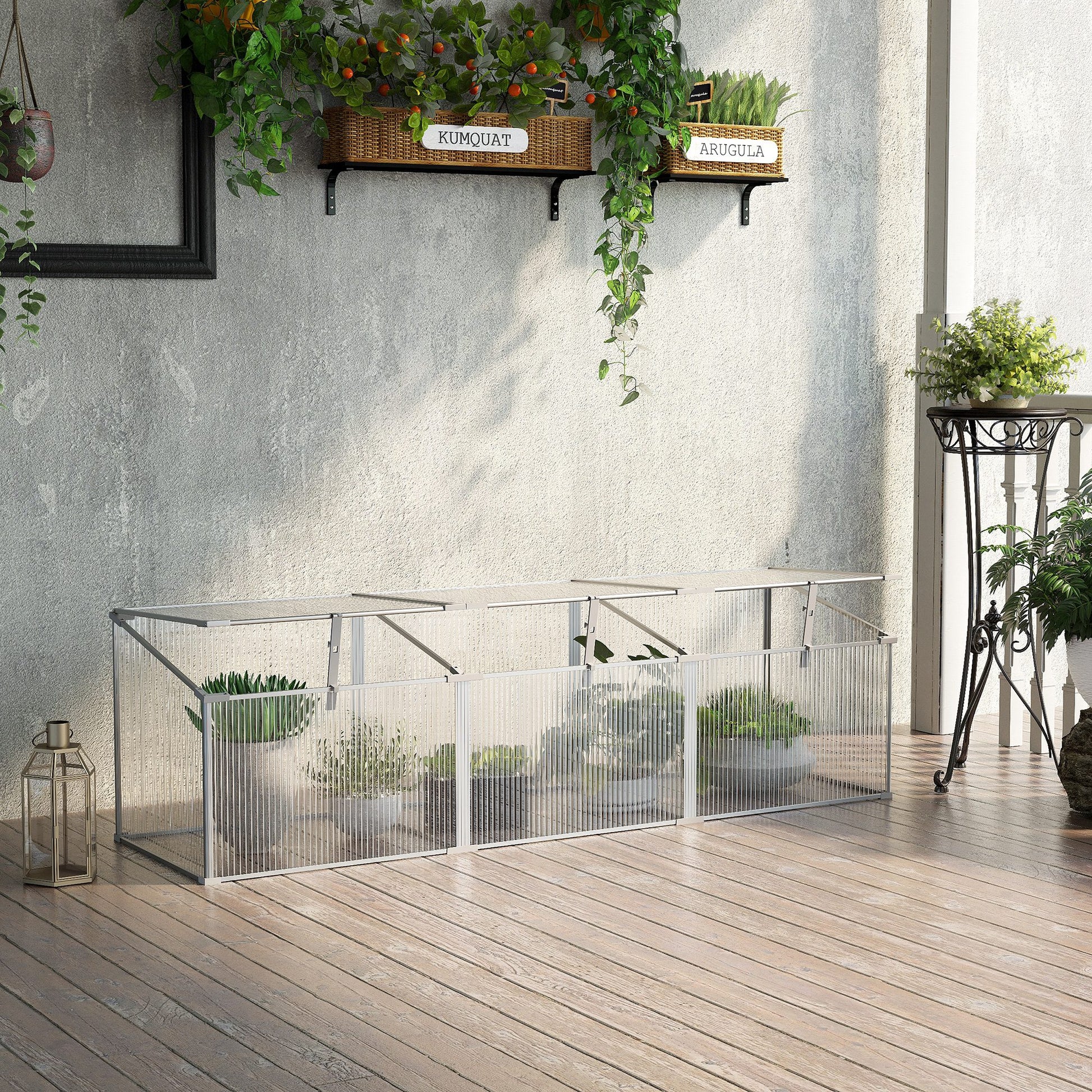 Outsunny Invernadero de Jardín 180x51x51 cm Aluminio Policarbonato Transparente Vivero Casero para Plantas Cultivos Protección UV y Resistente