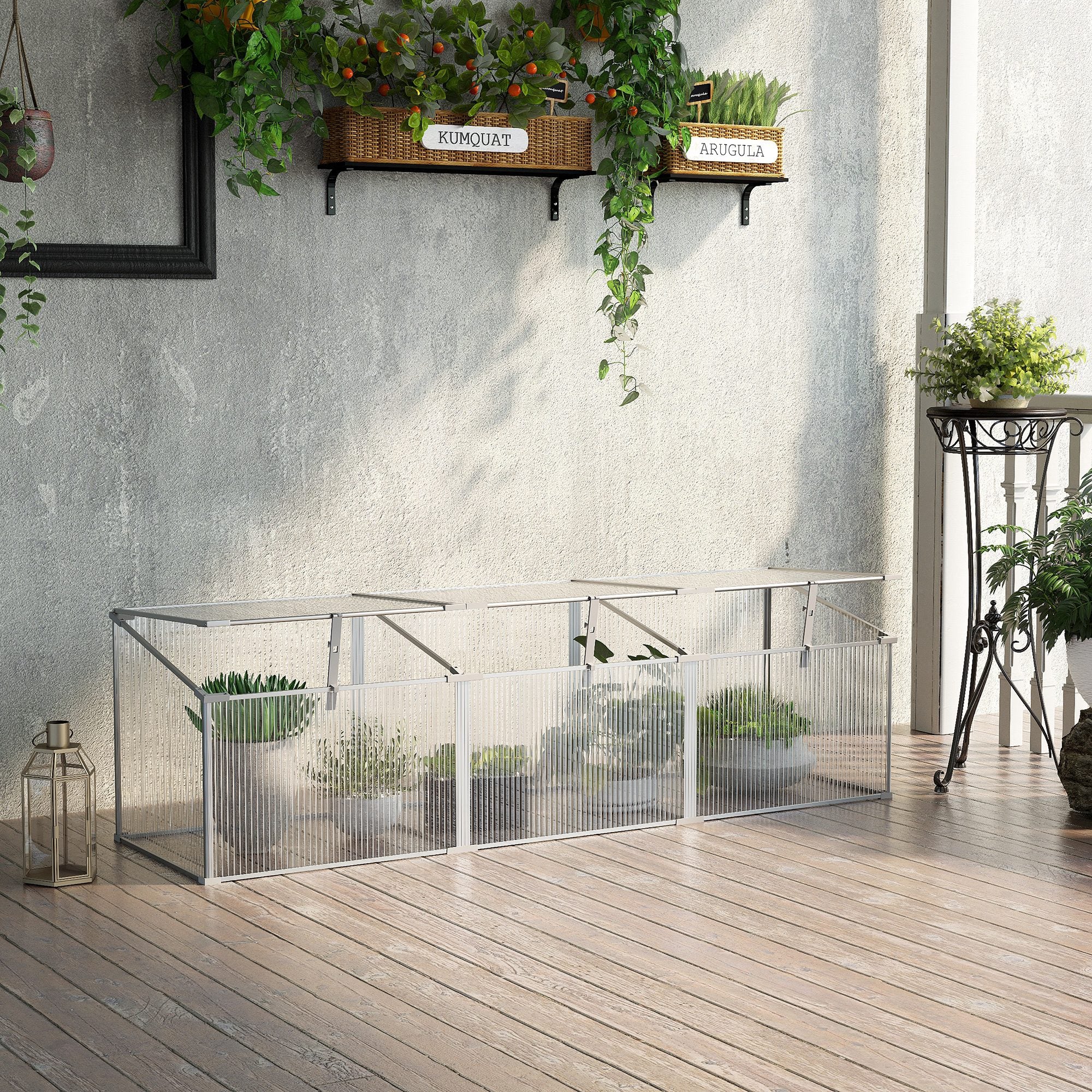 Outsunny Invernadero de Jardín 180x51x51 cm Aluminio Policarbonato Transparente Vivero Casero para Plantas Cultivos Protección UV y Resistente