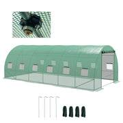 Outsunny Invernadero de Exterior 6x3x2 m, Invernadero de Túnel con Sistema de Riego, Puerta Enrollable, 12 Ventanas de Malla, Cubierta PE y Marco de Acero Galvanizado, Anti-UV, Impermeable, Verde