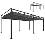 Outsunny Pérgola de Jardín 6x3 m con Techo Retráctil, Cenador de Jardín con Protección UPF50+, Drenaje, Estructura Metálica, Pabellón para Patio, Terraza, Exterior, Gris Oscuro