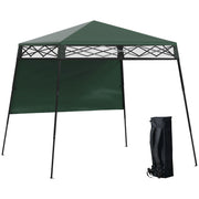 Outsunny Carpa Plegable 220x220x200 cm Cenador Plegable con 1 Pared Lateral Bolsa de Transporte Impermeable y Protección UV50+ para Jardín Patio Verde