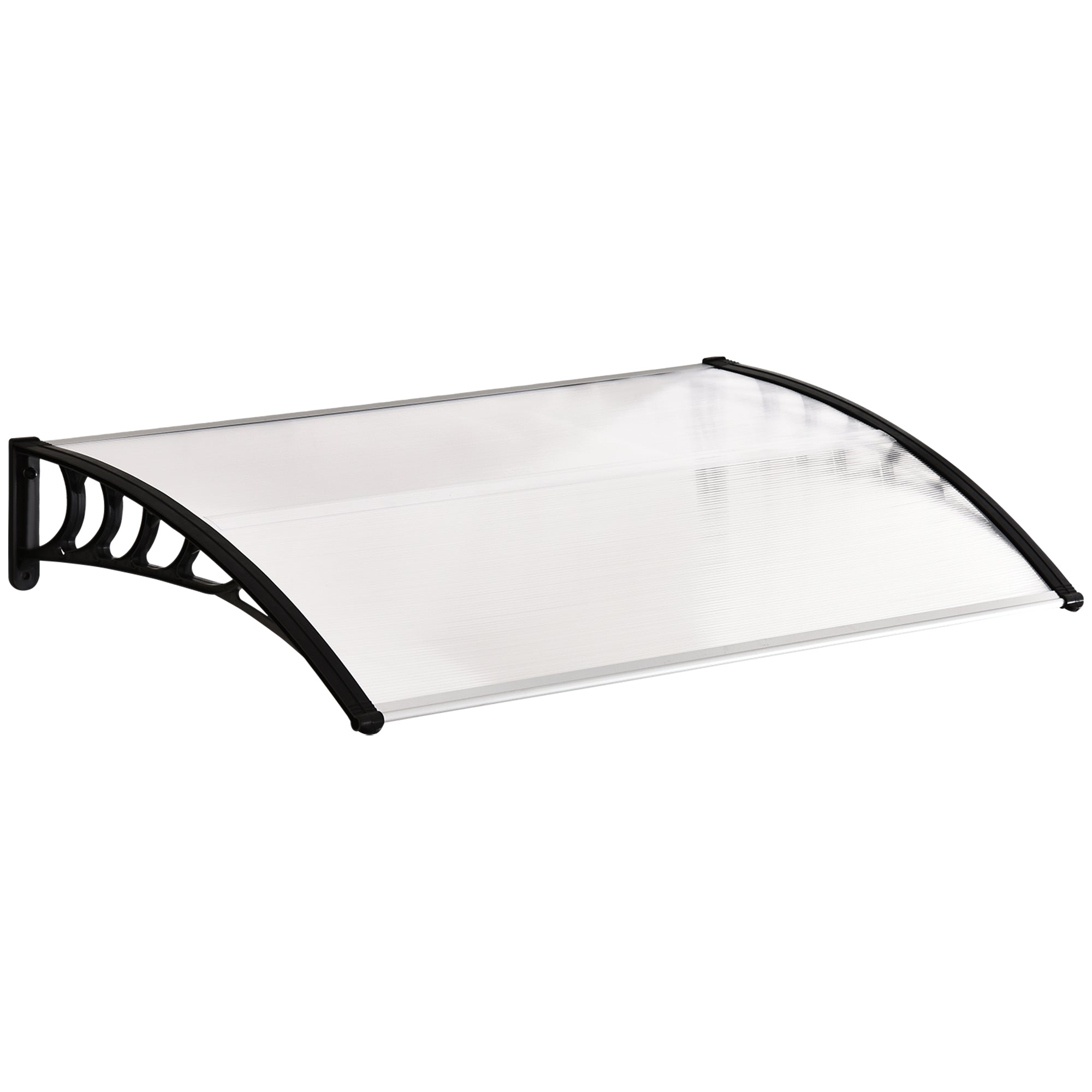 Outsunny Tejadillo de Protección contra Sol y Lluvia Marquesina para Puertas de Exterior Marquesina de Techo Diseño Moderno Aleación de Aluminio Duradero 150x90x25 cm Transparente