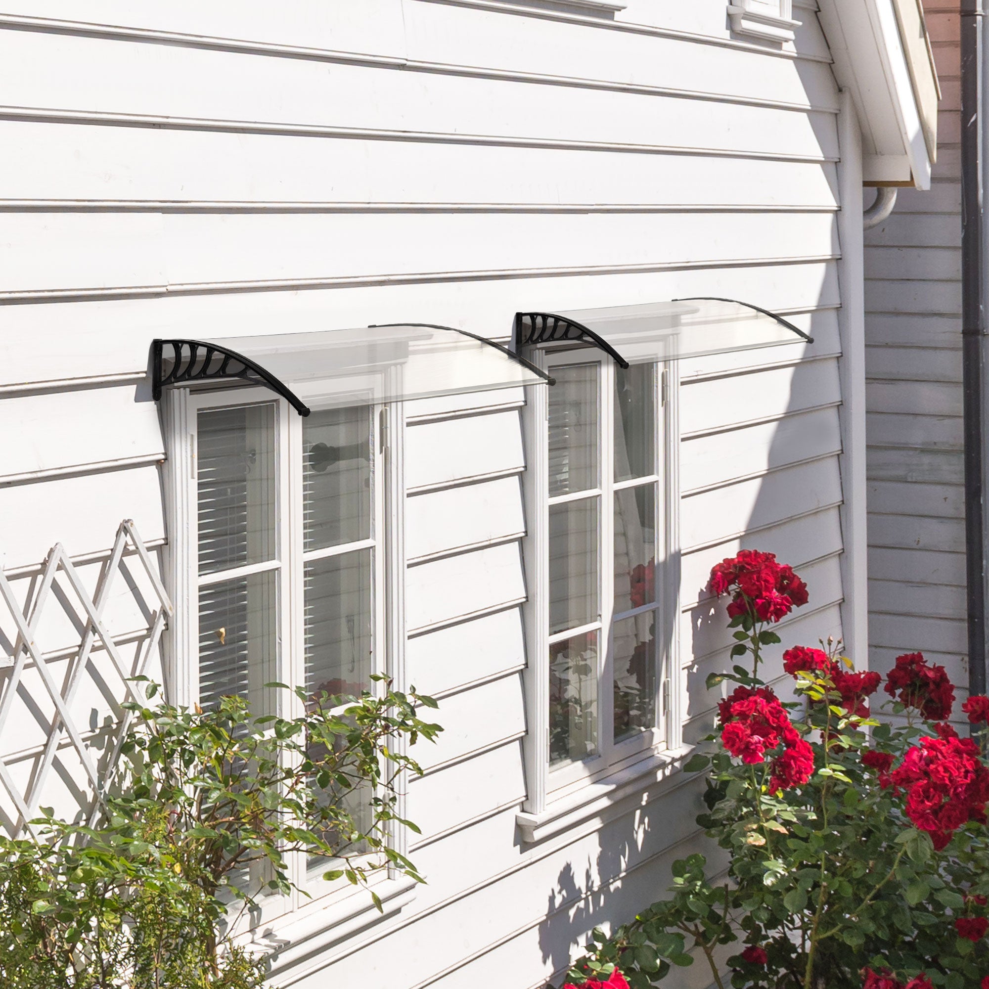 Outsunny Tejadillo de Protección contra Sol y Lluvia Marquesina para Puertas de Exterior Marquesina de Techo Diseño Moderno Aleación de Aluminio Duradero 150x90x25 cm Transparente
