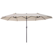 Outsunny Sombrilla Parasol Doble para Jardín 4,55x2,65x2,38 m Sombrilla Gigante Anti UV con Manivela para Exterior Patio Terraza Piscina Color Beige