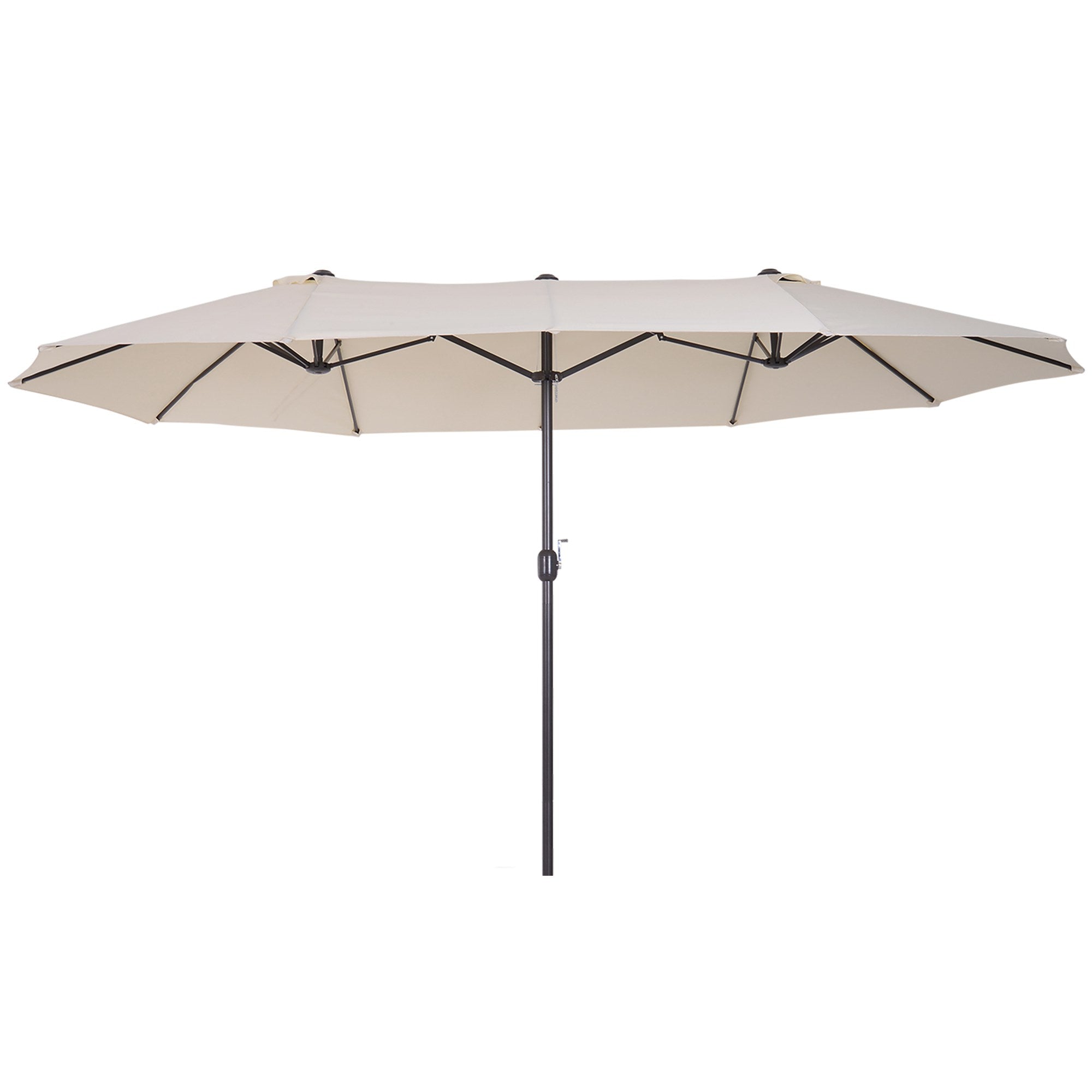 Outsunny Sombrilla Parasol Doble para Jardín 4,55x2,65x2,38 m Sombrilla Gigante Anti UV con Manivela para Exterior Patio Terraza Piscina Color Beige