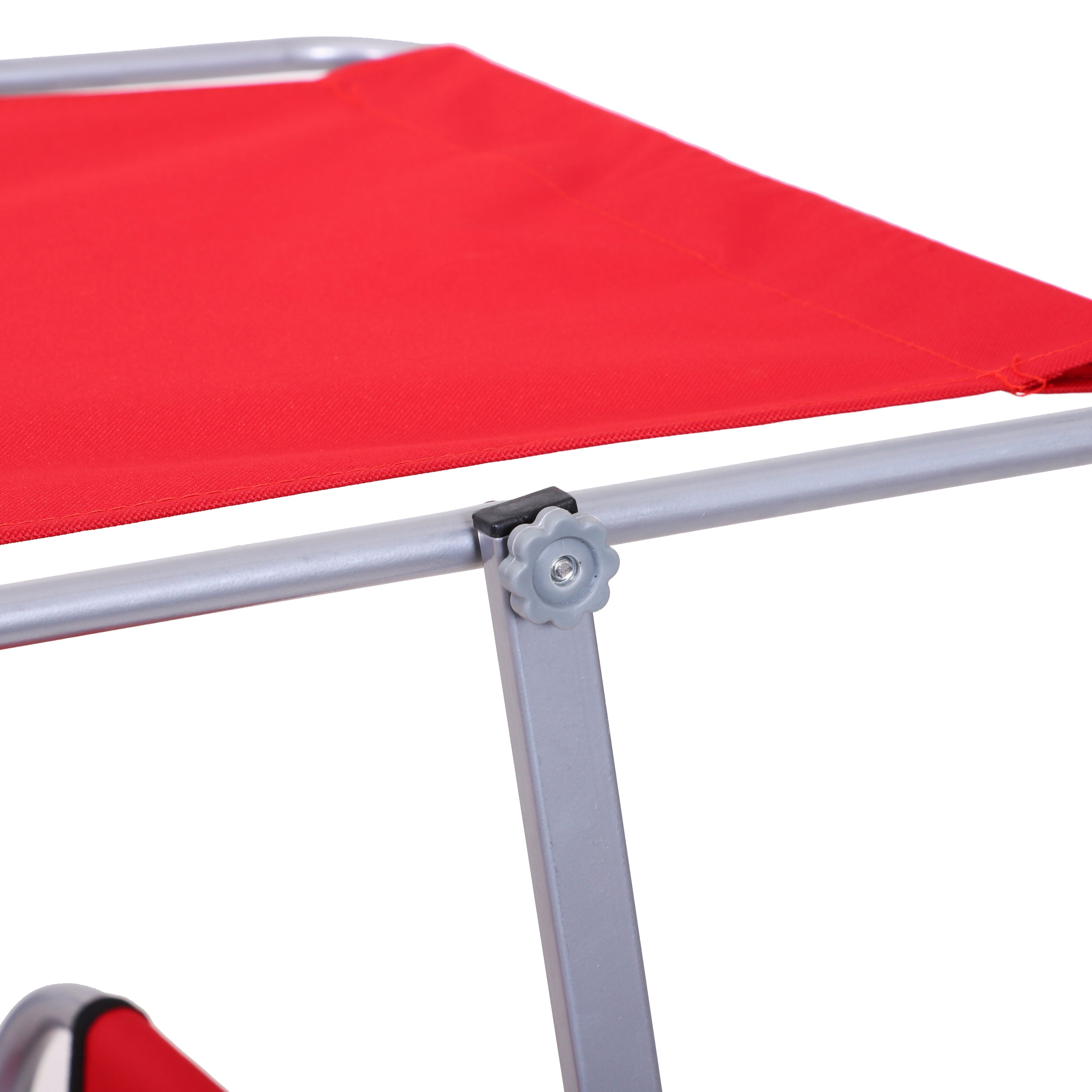 Outsunny Set de 2 Tumbonas Plegables Tumbonas de Jardín Exterior Reclinables con Toldo Desmontable con Ángulo Regulable Respaldo Ajustable en 4 Niveles para Terraza Piscina Patio 187x58x36 cm Rojo