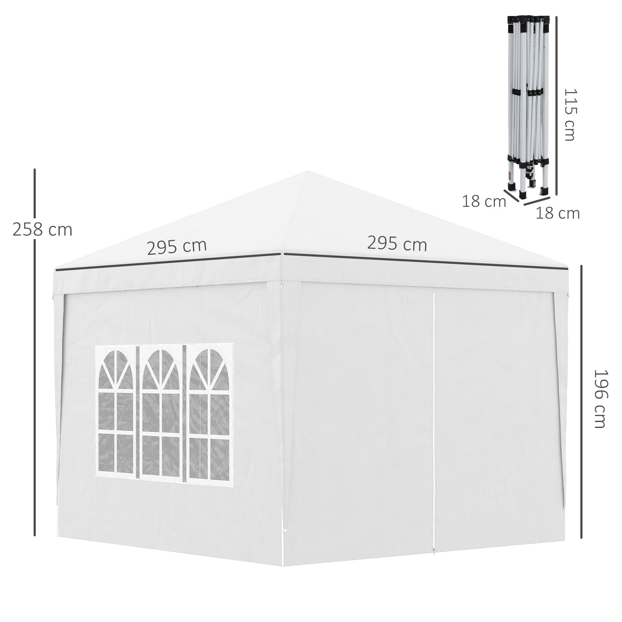 Outsunny Conjunto de Carpa Incluye 1 Carpa Plegable 3x3 m Impermeable con 4 Paredes Desmontables y 2 Paredes Laterales 3x2 m para Carpa 3x3 m o 3x6 m Blanco