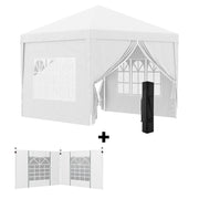 Outsunny Conjunto de Carpa Incluye 1 Carpa Plegable 3x3 m Impermeable con 4 Paredes Desmontables y 2 Paredes Laterales 3x2 m para Carpa 3x3 m o 3x6 m Blanco