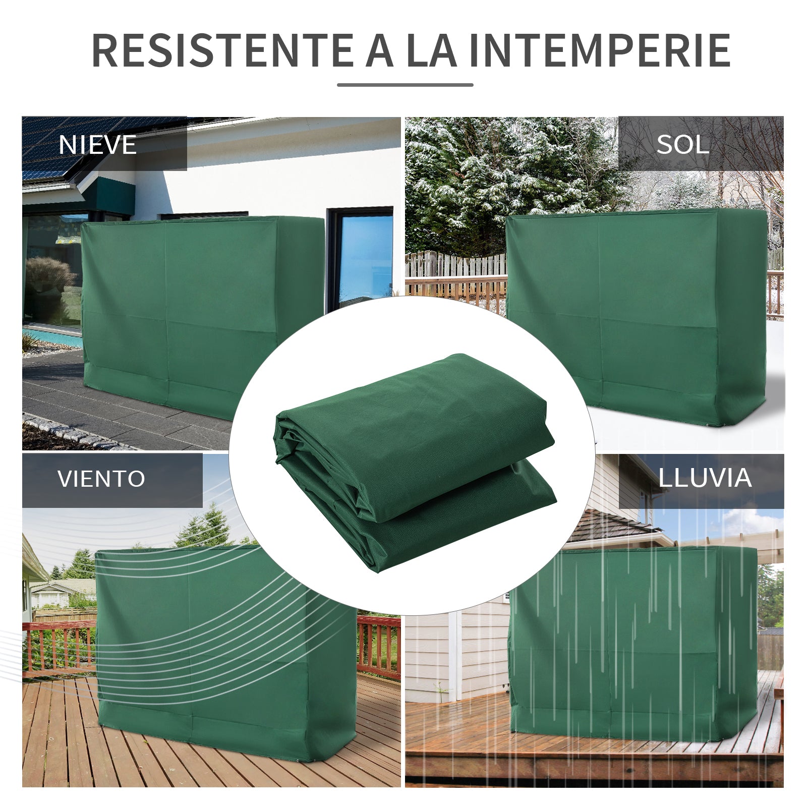 Outsunny Funda Balancín Jardín Funda Columpio Jardín Exterior Cubierta de Columpio con Cordones Ajustables Impermeable Anti-UV 240x133x185 cm Verde