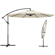 Outsunny Parasol Excéntrico, Ø300 cm, Sombrilla de Jardín con Base Cruzada, Toldo Ajustable, Manivela, 8 Barras, UPF30+, para Terraza, Patio, Exterior, Blanco Crema