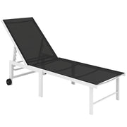 Outsunny Tumbona Reclinable Tumbona Jardín Exterior con Ruedas Respaldo Ajustable en 5 Niveles y Estructura de Acero Carga 120 kg para Patio Terraza Balcón 166x60x84 cm Gris