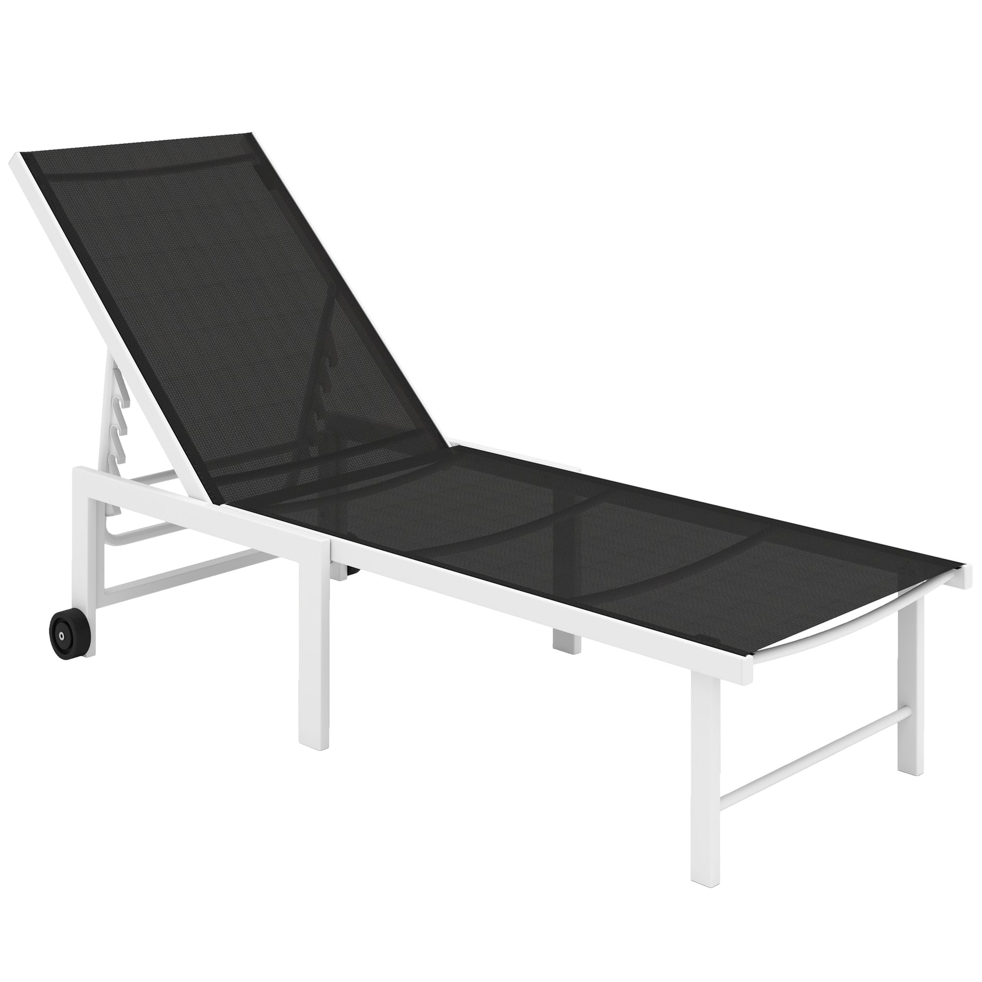 Outsunny Tumbona Reclinable Tumbona Jardín Exterior con Ruedas Respaldo Ajustable en 5 Niveles y Estructura de Acero Carga 120 kg para Patio Terraza Balcón 166x60x84 cm Gris