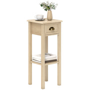 HOMCOM Mesa Auxiliar Rústica, Mesa Auxiliar para Sofá, con Cajón y Estante, Mesita de Noche para Salón, Dormitorio, 30x30x75 cm, Madera Natural