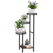 Outsunny Soporte para Plantas de 4 Niveles Estantería para Plantas para Esquina Soporte de Acero Soporte para Macetas Interior y Exterior 25x25x80 cm Negro
