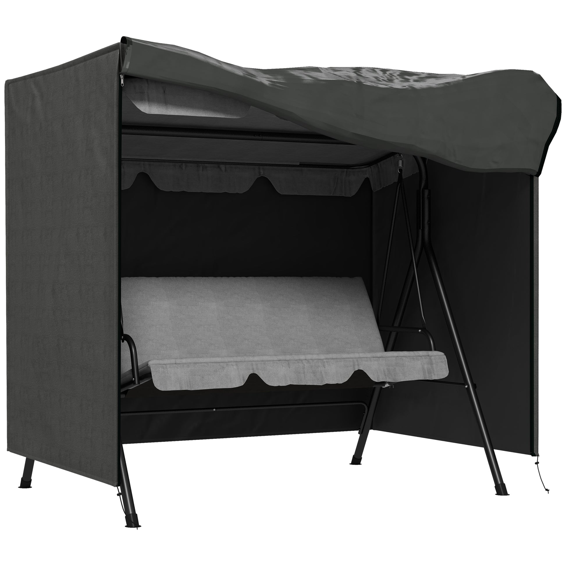 Outsunny Funda Balancín Jardín Funda Columpio Jardín Exterior Cubierta de Columpio con 2 Cremalleras Impermeable 177x114x152 cm Gris Oscuro