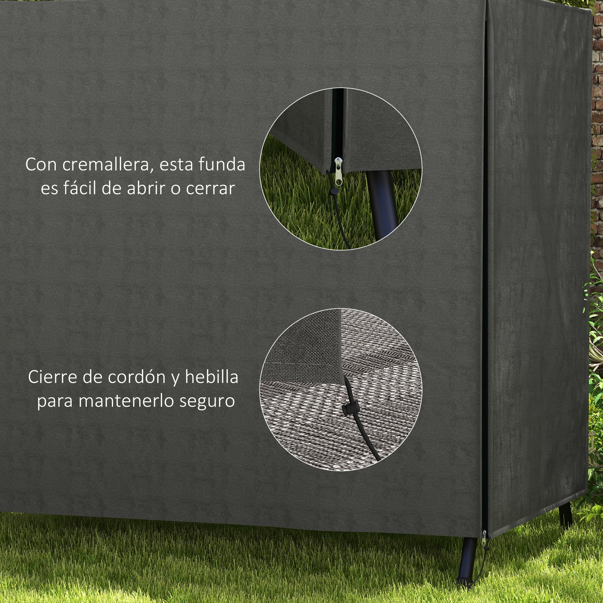 Outsunny Funda Balancín Jardín Funda Columpio Jardín Exterior Cubierta de Columpio con 2 Cremalleras Impermeable 177x114x152 cm Gris Oscuro