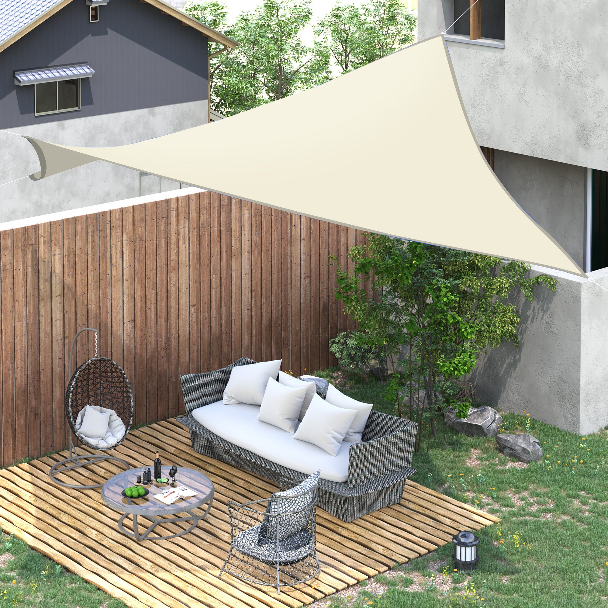 Outsunny Toldo Vela Rectángulo 3x4m Vela de Sombra para Terraza Jardín Camping Resistente al Agua Protección UV Poliéster Color Crema