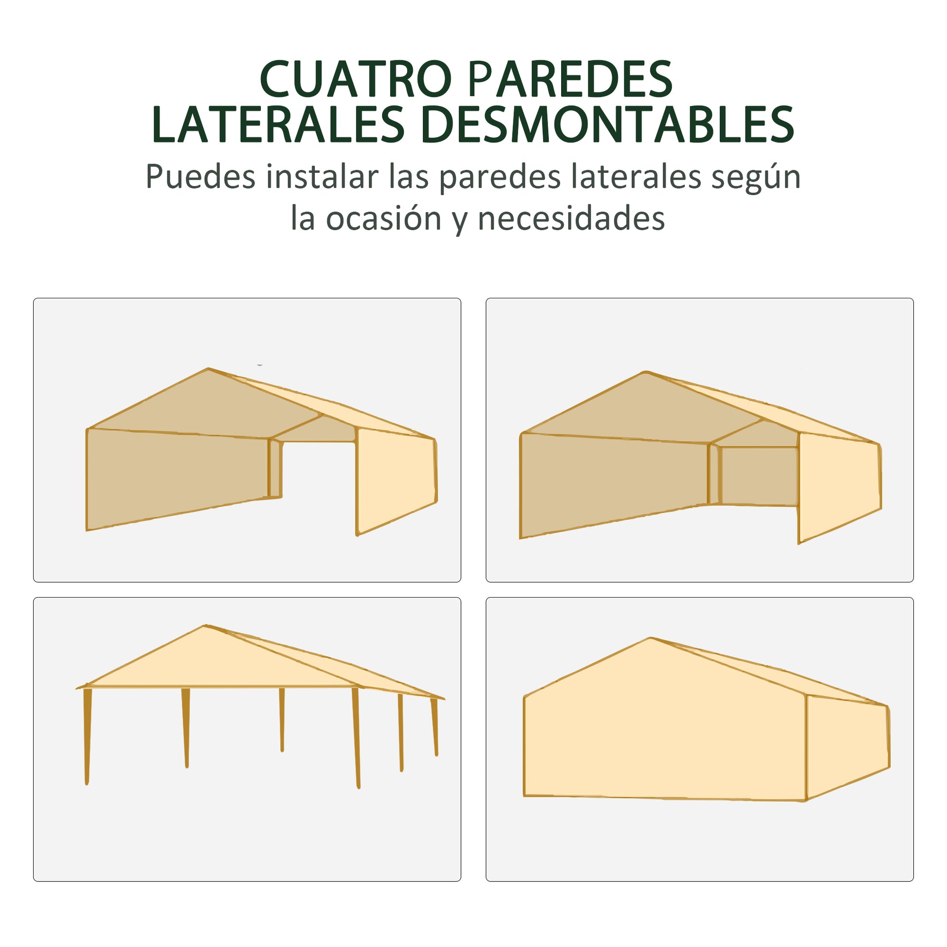 Outsunny Carpa de Jardín 6x3 m Carpa para Fiesta Cenador Desmontable Exterior con 6 Mosquiteras Laterales 2 Puertas con Cremallera Impermeable Pabellón Gazebo para Terraza Patio Playa Blanco