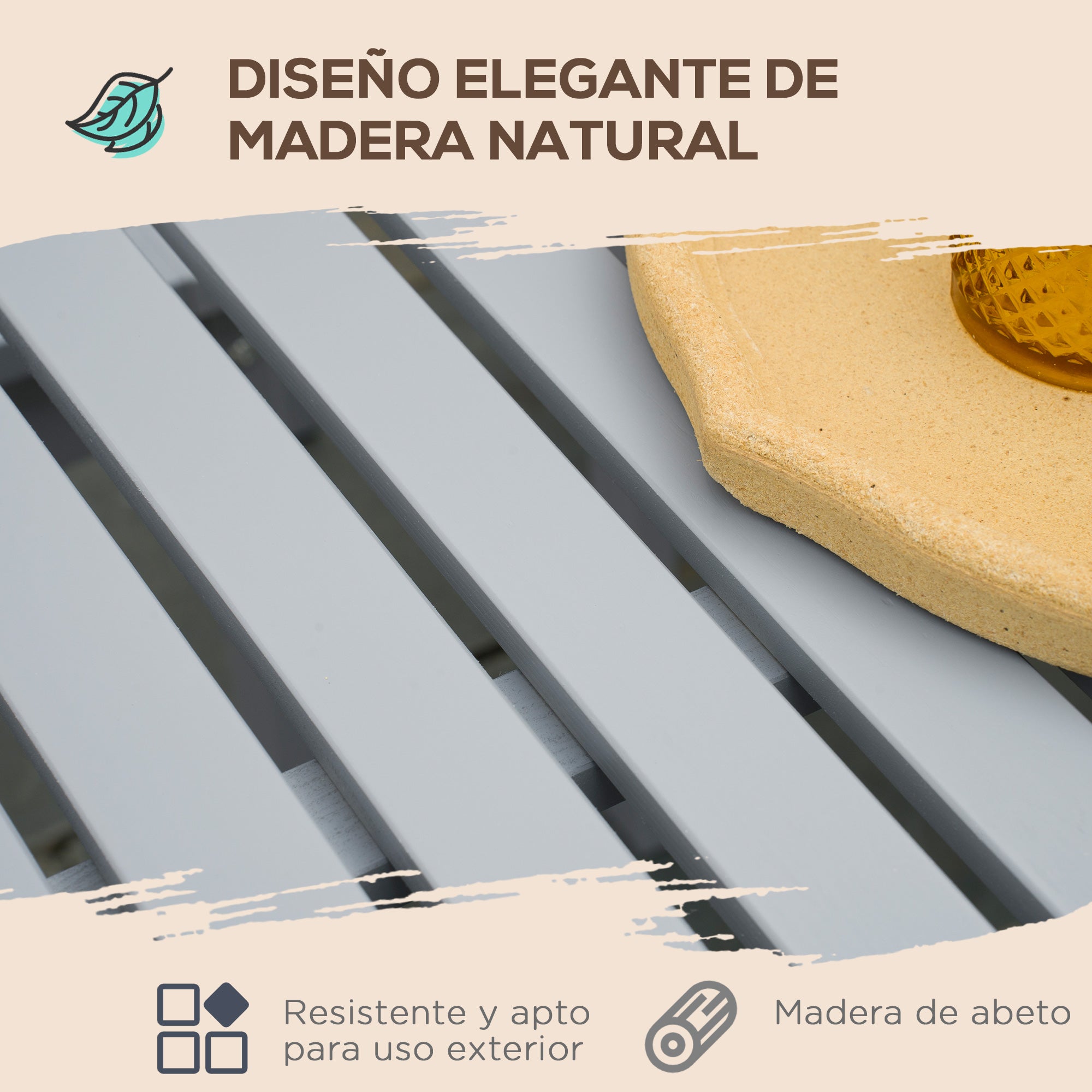 Outsunny Conjunto de Muebles de Jardín de 5 Piezas Juegos de Comedor de Jardín con 1 Mesa Rectangular y 4 Sillas para Terraza Patio Balcón Gris