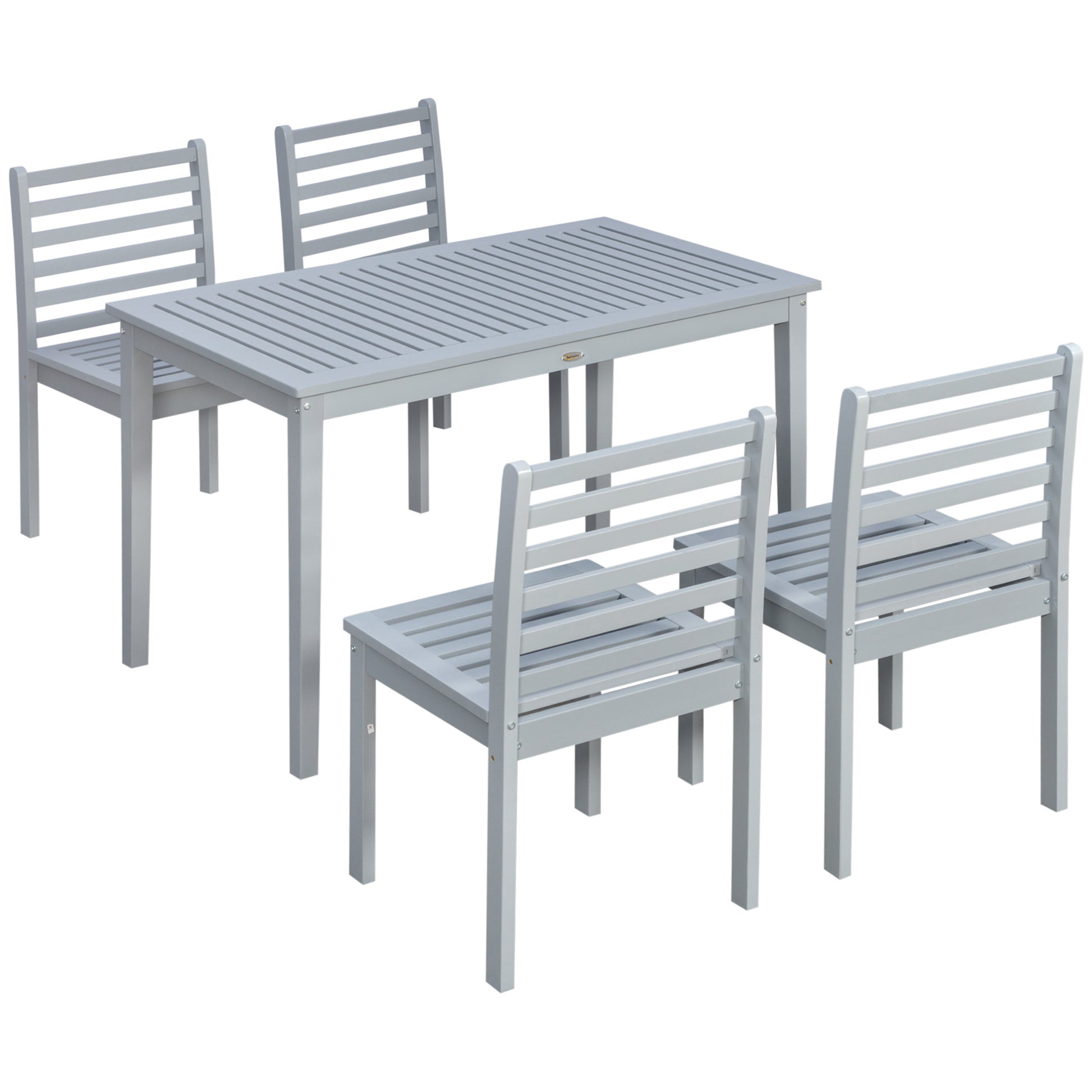 Outsunny Conjunto de Muebles de Jardín de 5 Piezas Juegos de Comedor de Jardín con 1 Mesa Rectangular y 4 Sillas para Terraza Patio Balcón Gris