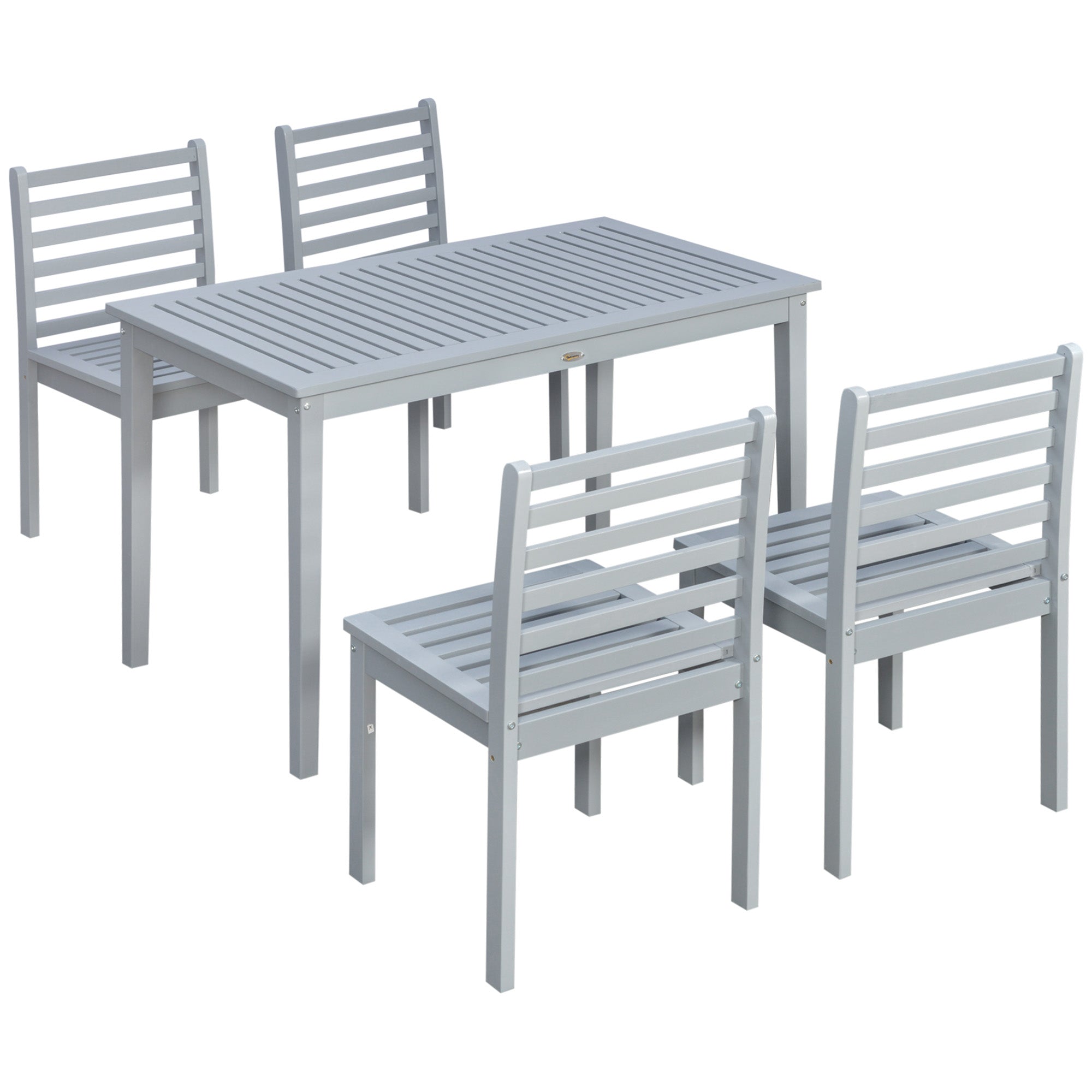 Outsunny Conjunto de Muebles de Jardín de 5 Piezas Juegos de Comedor de Jardín con 1 Mesa Rectangular y 4 Sillas para Terraza Patio Balcón Gris