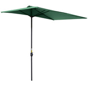 Outsunny Sombrilla Rectangular 230x130x245 cm Parasol para Pared Media Sombrilla con Manivela Protección UV 30+ Impermeable Sombrilla para Balcón Terraza Jardín Verde