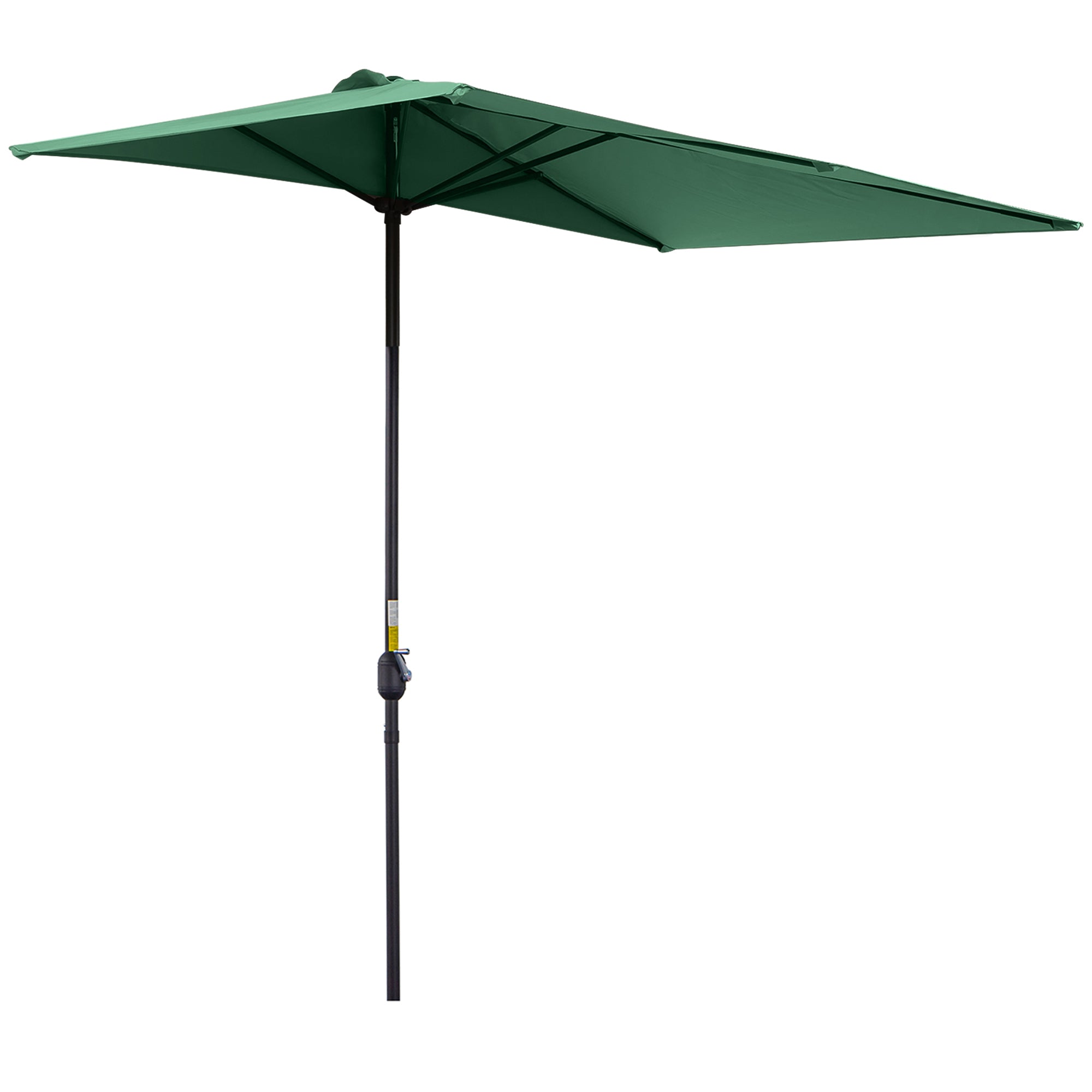 Outsunny Sombrilla Rectangular 230x130x245 cm Parasol para Pared Media Sombrilla con Manivela Protección UV 30+ Impermeable Sombrilla para Balcón Terraza Jardín Verde