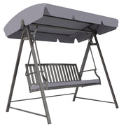 Outsunny Columpio de Jardín Exterior de 3 Plazas Balancín de Jardín Exterior con Toldo Ajustable Cojín y Estructura de Acero Carga 360 kg 205x133x181 cm Gris