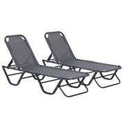Outsunny Conjunto de 2 Tumbonas Reclinables de Aluminio Tumbonas de Jardín con Respaldo Ajustable en 4 Posiciones Carga 120 kg para Terraza Piscina Playa 163x58,5x91 cm Gris