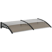 Outsunny Tejadillo de Protección 200x96 cm Marquesina Exterior para Puertas y Ventanas contra Sol y Lluvia con Soporte de PP Policarbonato Marrón