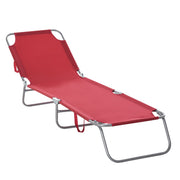 Outsunny Tumbona Plegable Tumbona Jardín Exterior con Respaldo Ajustable en 5 Posiciones y Estructura Metálica Carga 120 kg para Terraza Piscina Playa 187x55x24 cm Burdeos