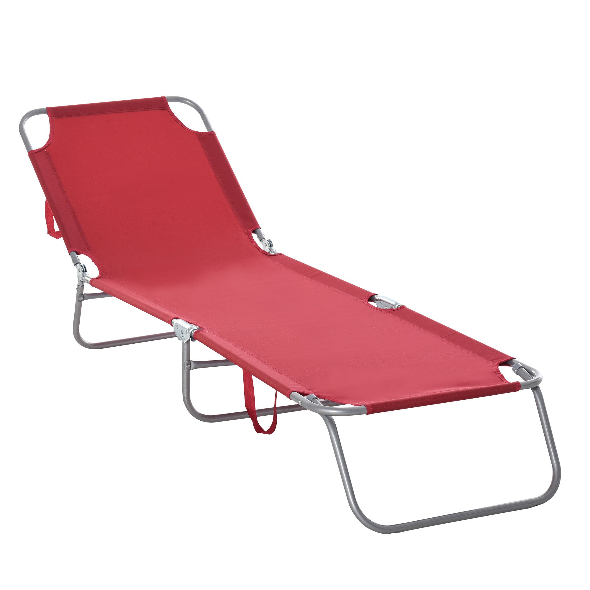 Outsunny Tumbona Plegable Tumbona Jardín Exterior con Respaldo Ajustable en 5 Posiciones y Estructura Metálica Carga 120 kg para Terraza Piscina Playa 187x55x24 cm Burdeos