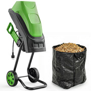 Outsunny Trituradora de Ramas Eléctrica 2500W, Trituradora de Jardín con 2 Cuchillas Reversibles hasta Ø44 mm de Ramas, Bolsa de Recolección de 45L, Ruedas y Protección de Sobrecarga, Verde