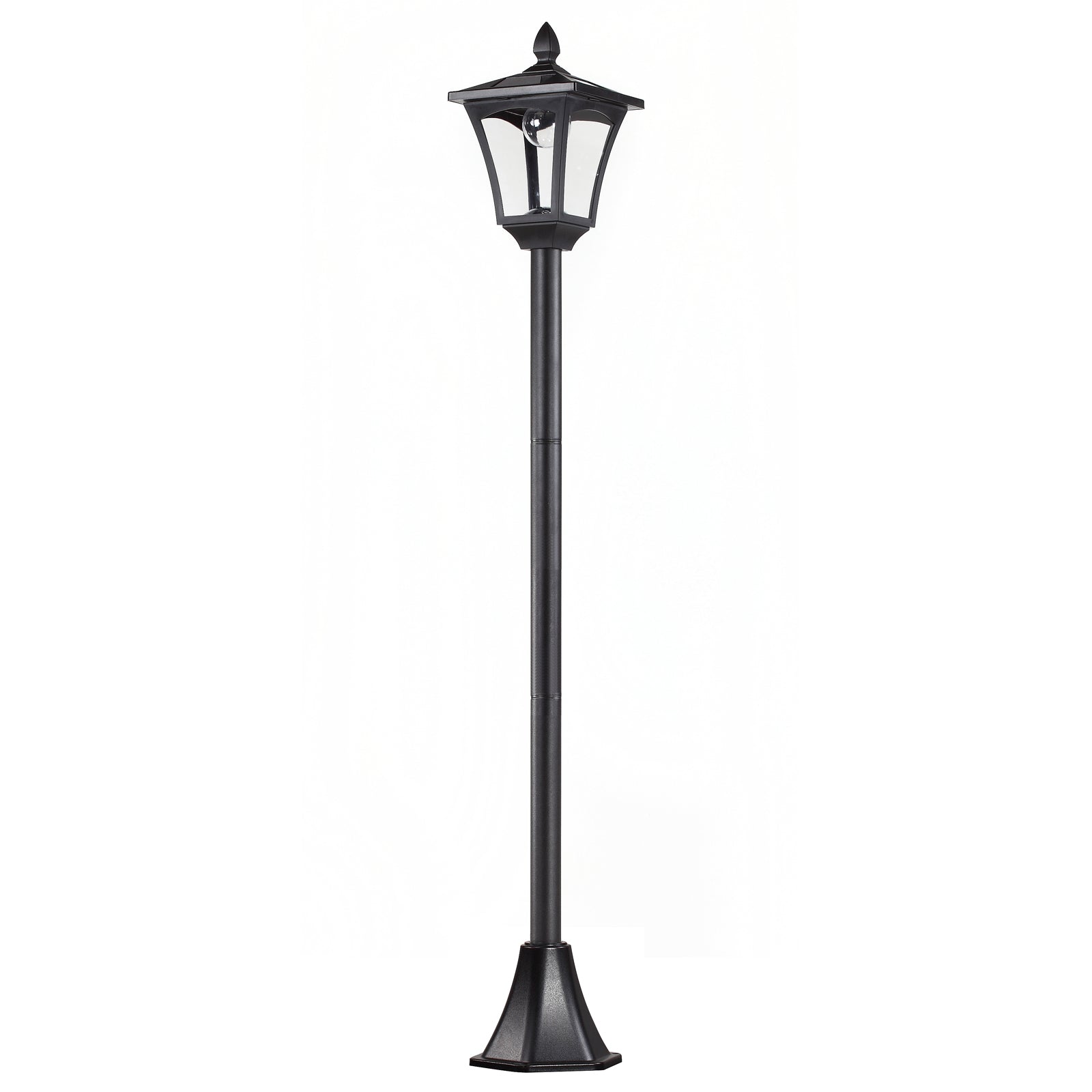Outsunny Farola Solar Luz Solar para Jardín con Panel Solar Encendido Automático y Marco de Acero Inoxidable Impermeable IP44 para Terraza Patio 18x18x160 cm Negro